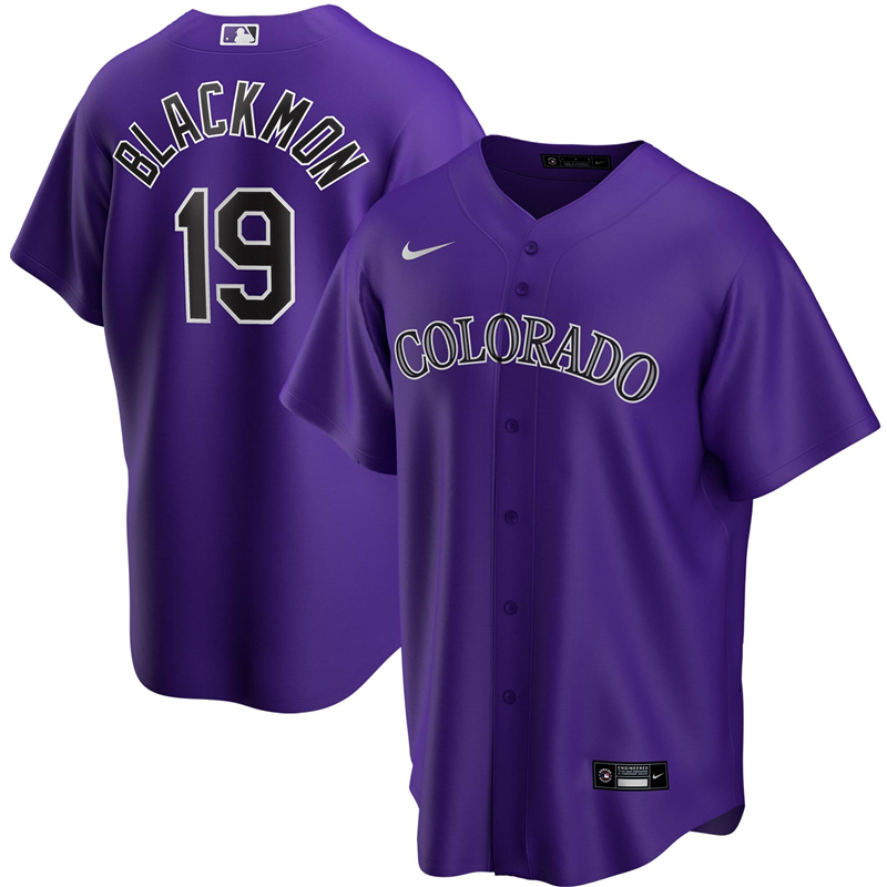 2020 MLB Men Colorado Rockies #19 Charlie Blackmon Nike Purple Alternate 2020 Replica Player Jersey 1